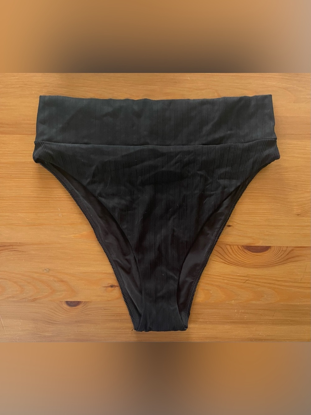 aerie Black Ribbed High-Waist Bikini Bottom
